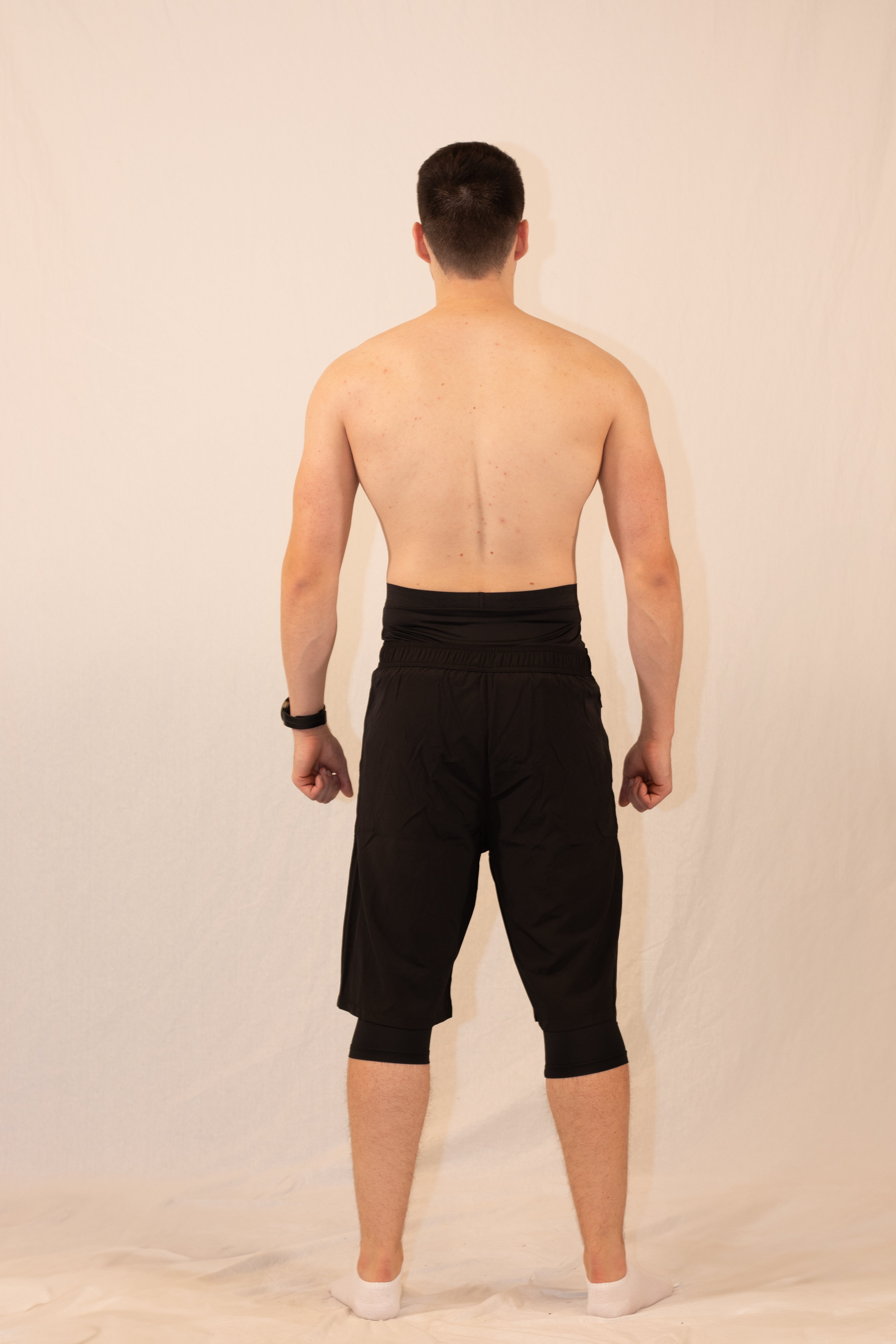Mens halal shorts black backview