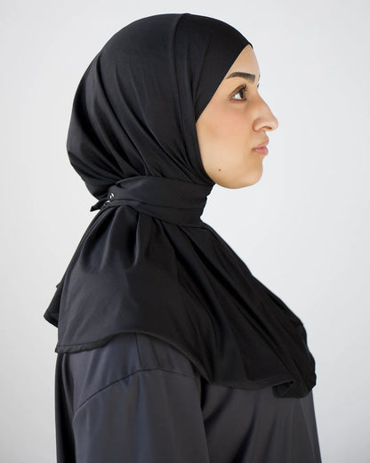 Black Instant & Adjustable Sports Hijab