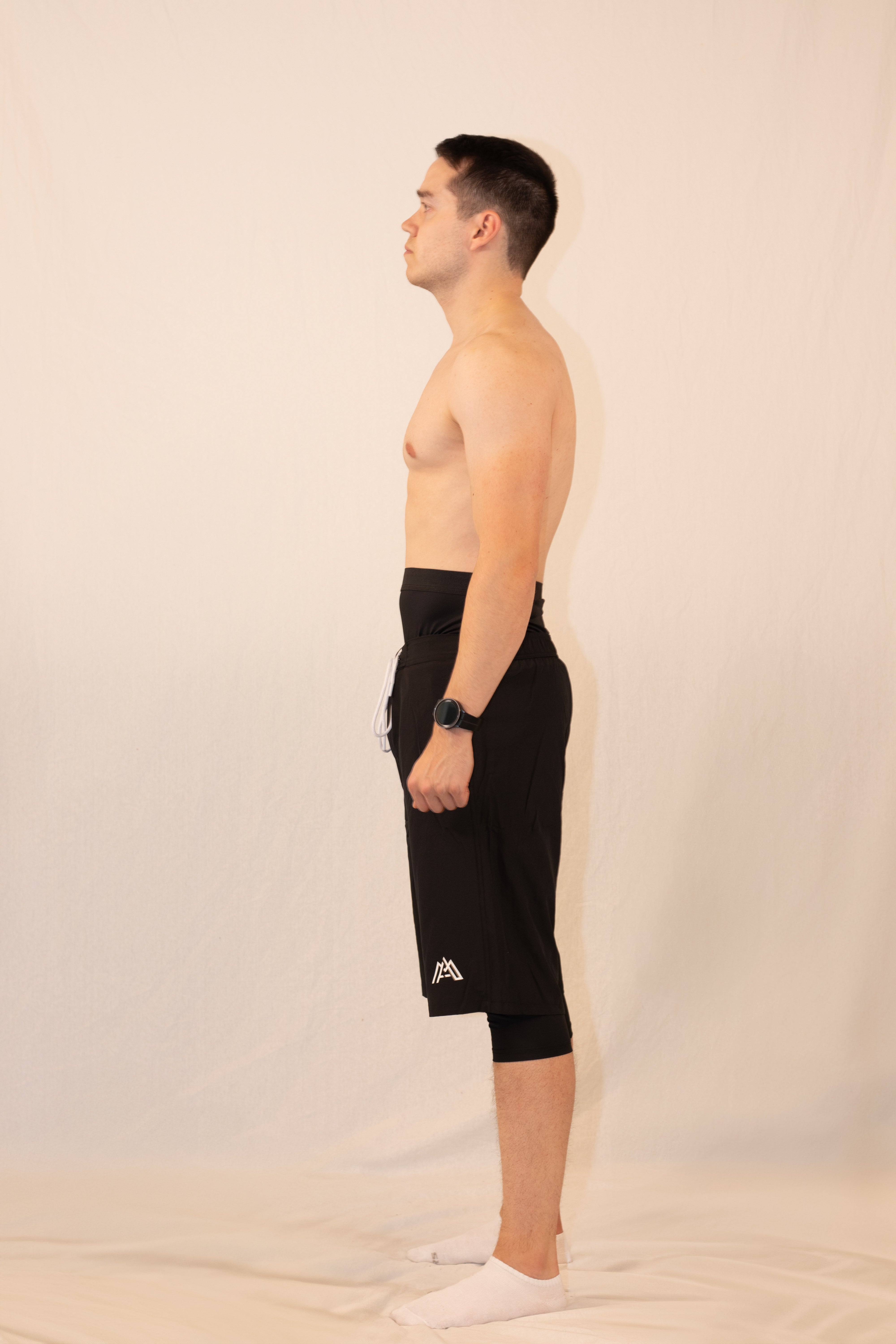 Mens halal shorts black sideview