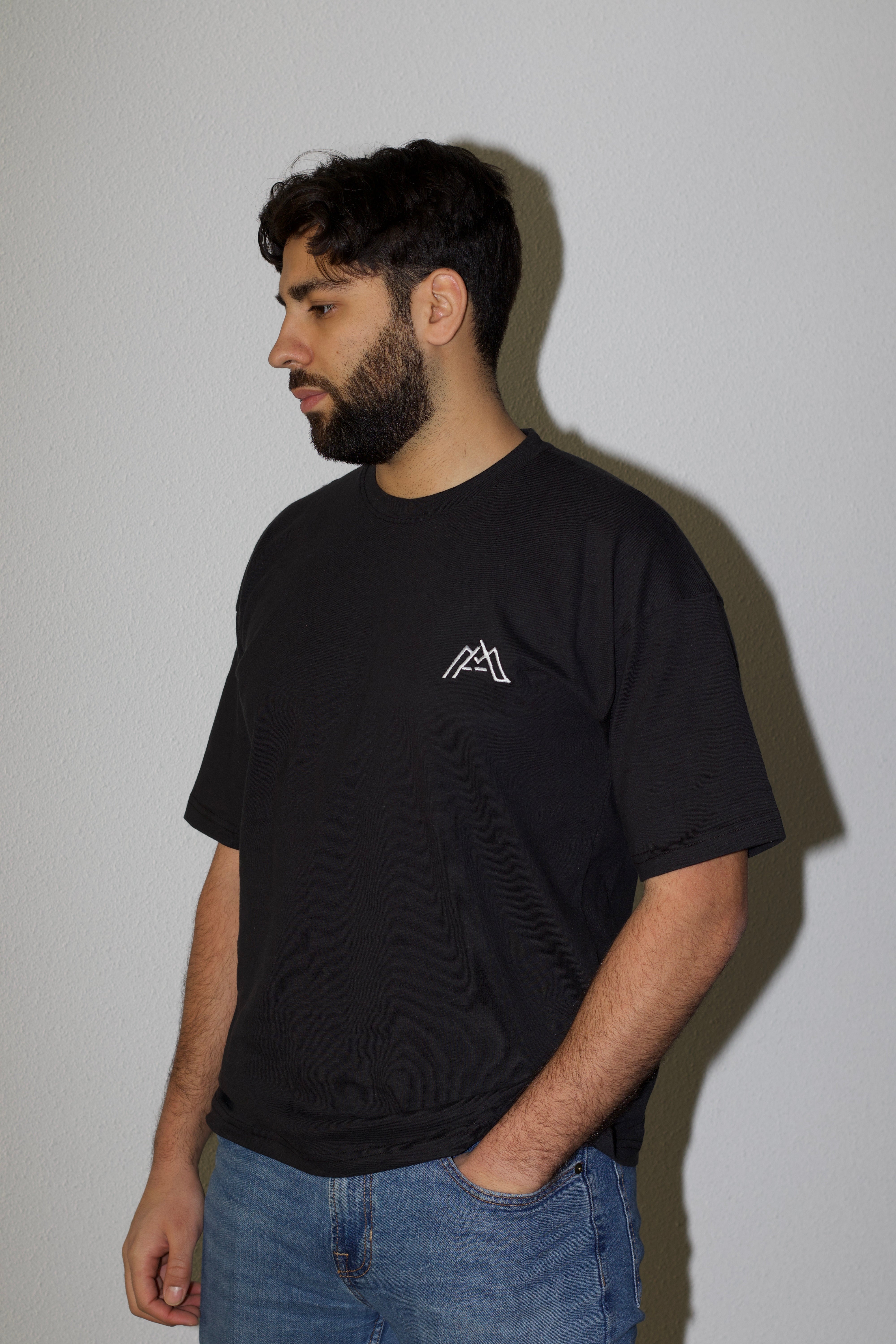 MyAwrah Cotton Oversized T-Shirt for Men BLACK